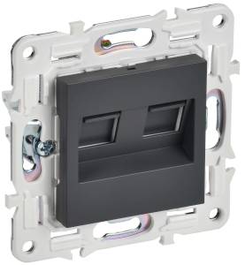 Розетка компьютерная RJ45 2-местная IEK Skandy SK-K20-2-K48 титан