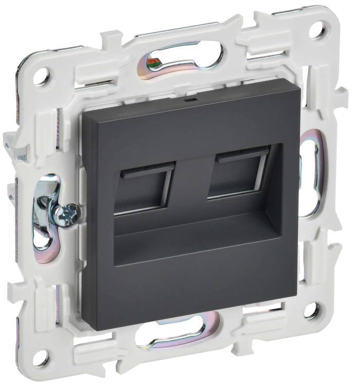 Розетка компьютерная RJ45 2-местная IEK Skandy SK-K20-2-K48 титан