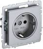 Розетка 1-местная с заземлением и шторками IEK Brite BR-R14-16-K47 алюминий