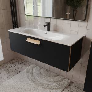 Тумба с раковиной Terminus Noto NOT101201099901O черный soft touch, 120x38