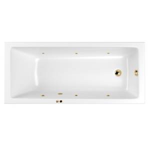 Акриловая ванна WHITECROSS Wave Slim с гидромассажем, форсунки золото, 170x75 