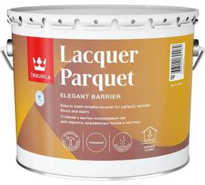 Лак паркетный износостойкий алкидно-уретановый Tikkivala Lacquer Parquet полуматовый 9 л