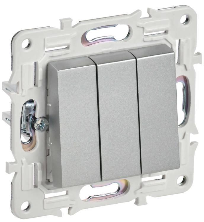 Выключатель 3-клавишный IEK Skandy SK-V30-0-10-K23 серебряный