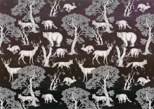 Бесшовные Eco обои Ortograf Flora 31283 Forest animals dark Ворс ОЕ