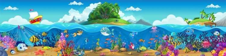 3D Фотообои Artegrafico «Мультяшные рыбки» KID011 акварель