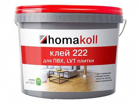 Клей для ПВХ, LVT плитки, водно-дисперсионный Homakoll 222 (3,5 кг)