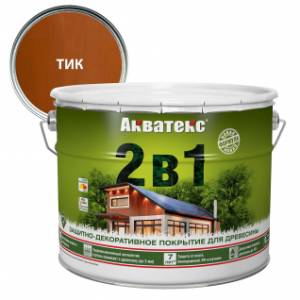 Защитно-декоративное покрытие для дерева Акватекс 2 в 1 алкидное полуматовое лессирующее тик 9 л