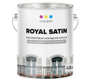 Краска алкидная для внутренних и наружных работ Vincent Royal Satin полуматовая база А 2.25 л