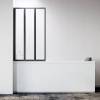 Шторка на ванну Veconi Palau PL-73BL профиль черный матовый, стекло прозрачное, 90x150