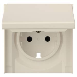 Лицевая панель для розетки 2к+з с крышкой Rikett 35634 MC кремовый сатин