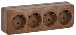 Розетка 4-местная с заземлением IEK Glory ERH41-K24-16 дуб