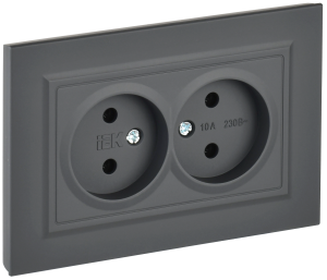 Розетка 2-местная IEK Brite BR-R20-10-K53-F графит
