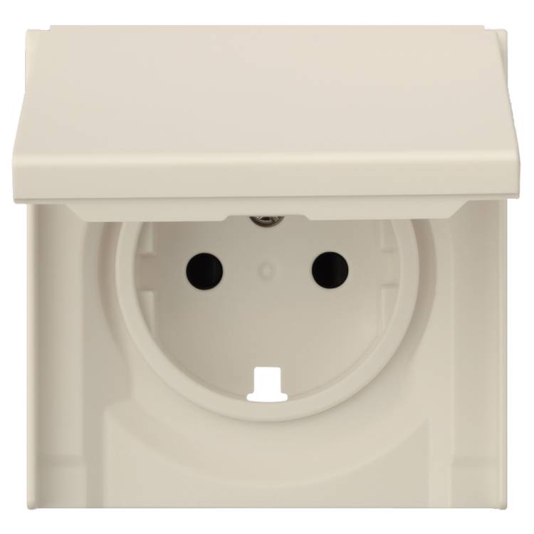 Лицевая панель для розетки 2к+з с крышкой Rikett 35634 MC кремовый сатин