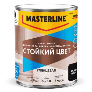 Грунт-эмаль Masterline Стойкий Цвет глянцевая RAL 9005 черная 0.75 л