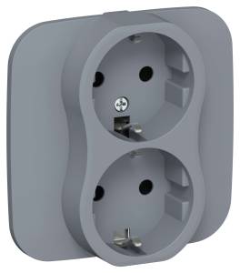 Розетка 2-местная с заземлением IEK Flite FI-R21A-16-K35 маренго