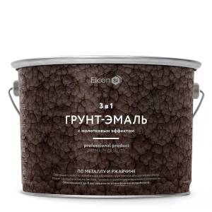 Грунт-эмаль по ржавчине 3 в 1 Elcon молотковая зеленая 2 кг