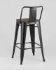 Набор из 6 полубарных стульев Stool Group Tolix YD-H675E-W LG-01 X6 черный глянцевый, темное дерево, со спинкой фото 6