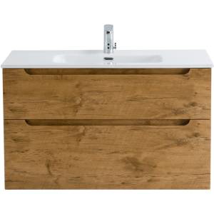 Тумба под раковину Belbagno Etna H-60 ETNA-H60-900-2C-SO-RN-P 90x45x60 Rovere Nature подвесная с двумя выкатными ящиками, с доводчиками