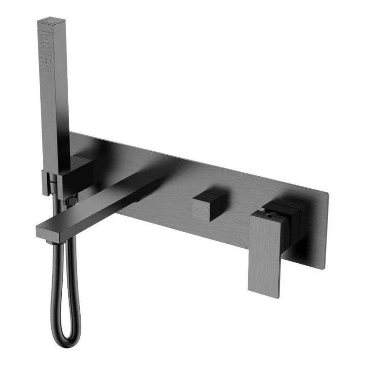 Смеситель для ванны Boheme Qubic 474-2-GM Gun Metal встраиваемый