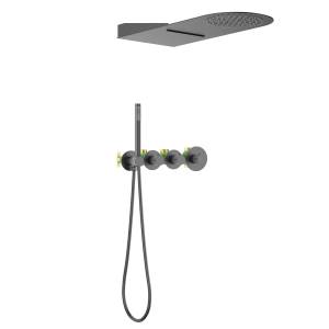 Душевой комплект Timo Saona SX-2350/18SM с термостатом, черное золото