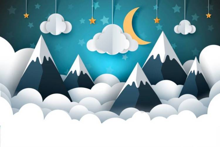 3D Фотообои Artegrafico «Звёздная ночь в горах» KID-098 акварель