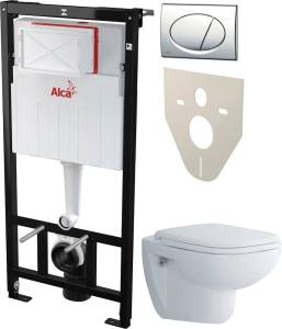 Комплект  Унитаз подвесной Duravit D-code 45700900A1 безободковый + Система инсталляции для унитазов AlcaPlast AM101/1120-4:1RS M71-001