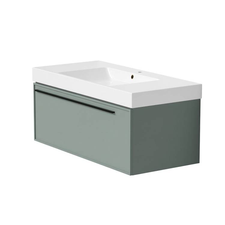 Тумба с раковиной La Fenice Elba Grigio NFNC-01-ELB-G-100-3-100 серо-зеленая матовая, 100 см