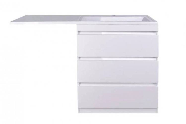 Тумба с раковиной Style Line Даллас 140 R люкс, белая, правая