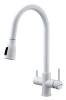 Смеситель для кухни Paulmark Lange La214212-WH с выдвижным изливом, белый матовый