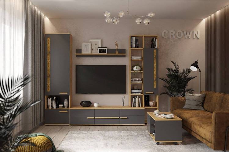 Гостиная модульная ГЛАЗОВ МЕБЕЛЬ Crown Н000355 Комплект 1