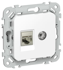 ТВ-розетка+Ethernet RJ45 IEK Flite FI-AK21-2-K01 белый