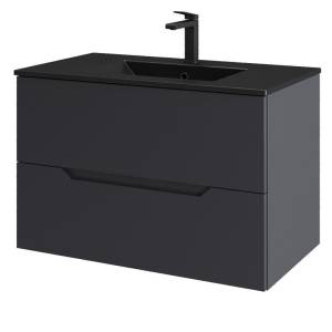 Тумба с раковиной Orange Line Li-80Tug+BLRA графит матовый, 80 см