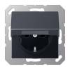 Розетка с заземлением с крышкой безвинтовой зажим Jung A 500 антрацит A1520BFKLANM