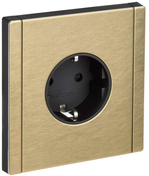 Розетка 1-местная с заземлением и шторками IEK Forte&Piano FP-R14-16-1-M-K37 шампань