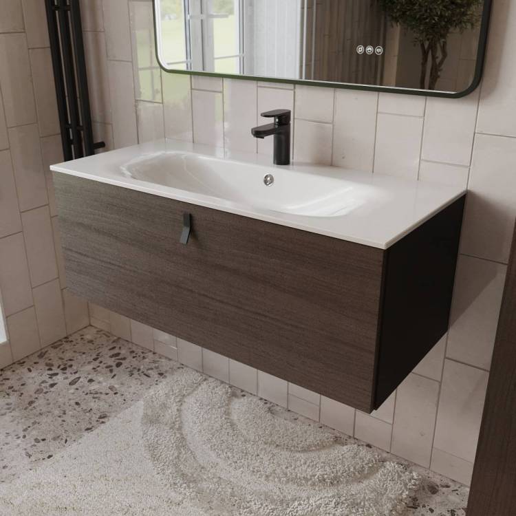 Тумба с раковиной Terminus Kontur KON101001200001O венге, графит, 100x38