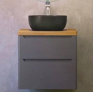Тумба с раковиной Jorno Wood 60, серая, светлая столешница