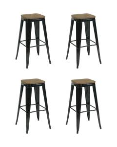 Стул барный Stool Group Tolix YD-H765-W KD LG-01 X4 Черный/Темное дерево 4 шт.
