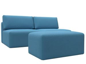 Диван прямой модульный с пуфом Лига Диванов Лига-060 129677 Голубой