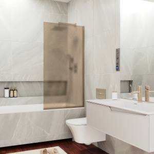 Шторка на ванну MaybahGlass MGV-72-2у стекло бронза матовая, профиль бронза, 1400x400