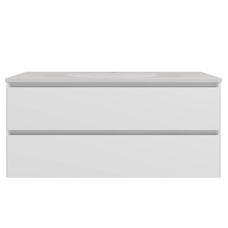 Тумба с раковиной Vincea Luka Soft-Touch (Люка Софт-Тач) 100 матовый белый, раковина VCB-4H100W, белая
