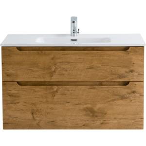 Тумба под раковину Belbagno Etna H-60 ETNA-H60-1000-2C-SO-RN-P 100x45x60 Rovere Nature подвесная с двумя выкатными ящиками, с доводчиками