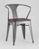 Набор из 4 стульев Stool Group Tolix Arm Wood YD-H440AR-W YG-15 X4 серебристый матовый, темное дерево фото 2