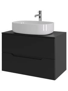 Тумба с раковиной Orange Line Li-80TubMDF+B04-600W черная матовая, 80.5 см