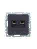 Розетка компьютерная RJ45 2-местная IEK Brite BR-K20-1-K53 графит фото 2
