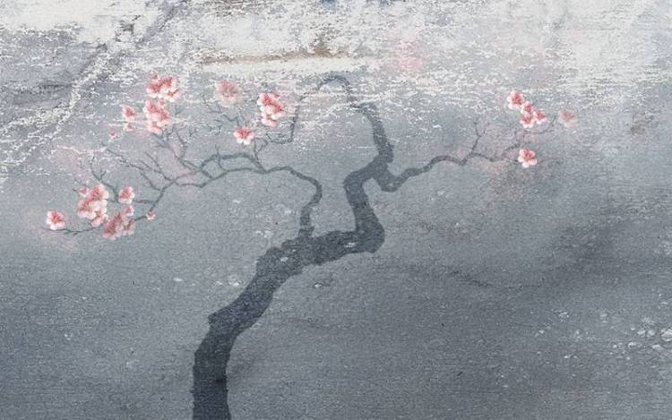 3D Фотообои Artegrafico «Живописная сакура» DV-018 песок