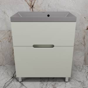Тумба с раковиной Style Line Матис 70 напольная, олива, раковина серый шелк, 82x70x45