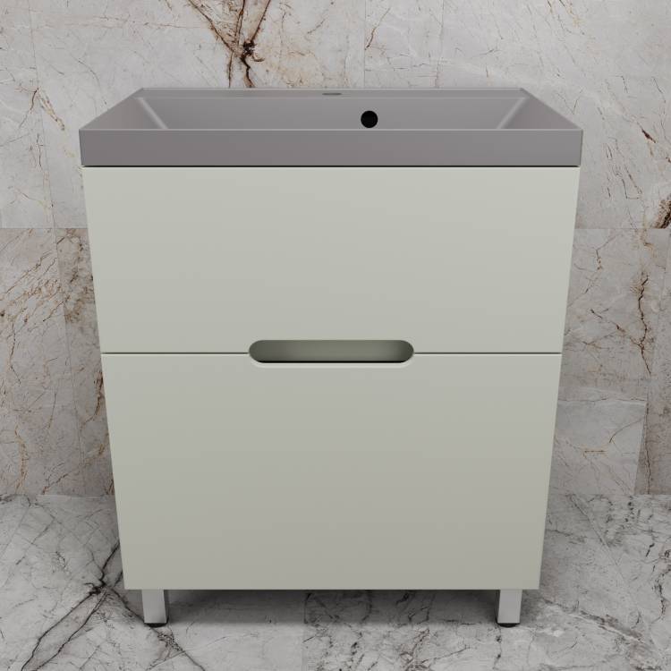 Тумба с раковиной Style Line Матис 70 напольная, олива, раковина серый шелк, 82x70x45