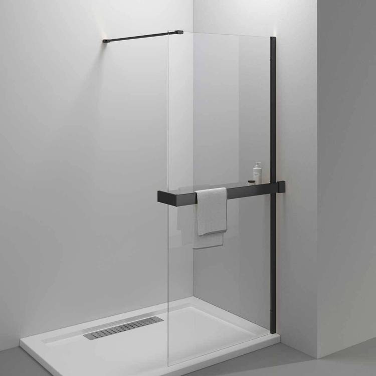 Душевая перегородка Vincea Walk-In HR VSW-4HR900CLB 900x2000, профиль черный, стекло прозрачное