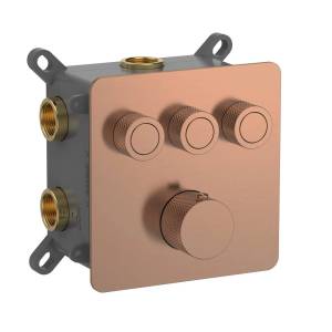 Термостатический смеситель AQUAme AQM8812BC с регулировкой напора, с внутренней частью, медь шлифованная