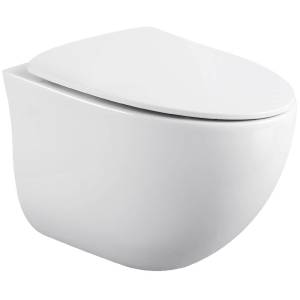 Унитаз подвесной Black&White W-751 безободковый, сиденье микролифт, белый